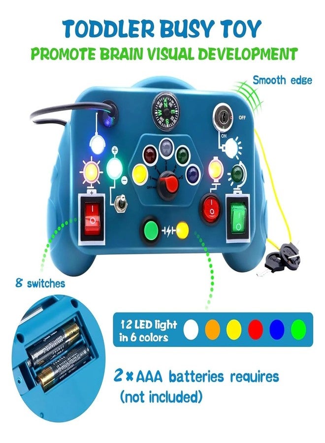 Chocozone Montessori Busy Board with Led Lights Travel Friendly Educational Gaming Console Preschool Toys for Kids Busy Board for Toddlers 1-3 Years ( Blue) - Image 5